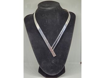 Beautiful V Neck Sterling Silver Collar Necklace