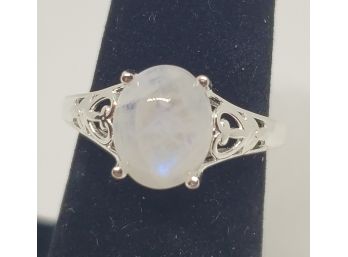 Rainbow Moonstone Ring In Sterling Silver