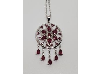 Niassa Ruby Dream Catcher Pendant Necklace In Sterling