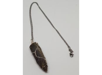 Fish Fossil Pendant Necklace In Stainless