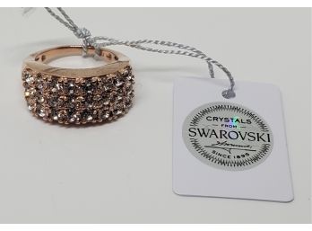 White Crystals From Swarovski Ring In 14k Rose Gold Over Copper