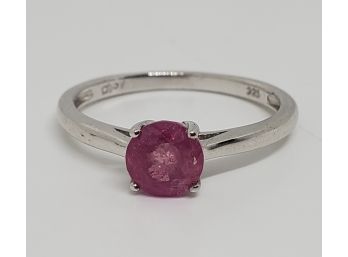 Hot Pink Sapphire Ring In Platinum Over Sterling