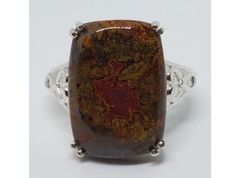 Redseam Agate Ring In Sterling