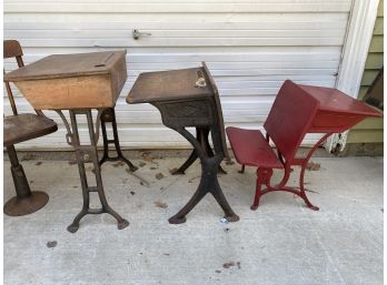 3 Vintage Student Desks