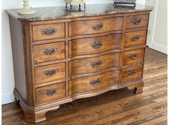 Long Dresser With Marble Top By American Drew - Master Bedroom