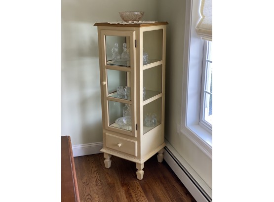 Tall Painted Wood And Glass Curio Cabinet  -    NO CONTENTS -  Dinning Room -