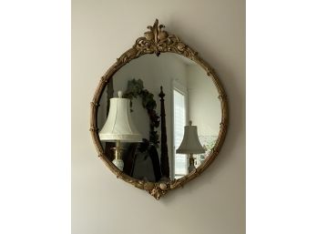 Antique Round Mirror With Gold Gesso Frame