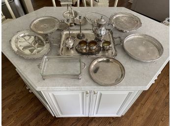 Large Group Of Silver Plated Serving Pieces