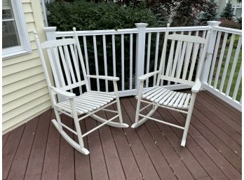 Lot Of 2 Painted White Wood Rocking Chairs
