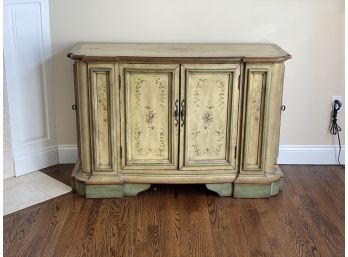 Country French Floral Painted Cabinet By Powell