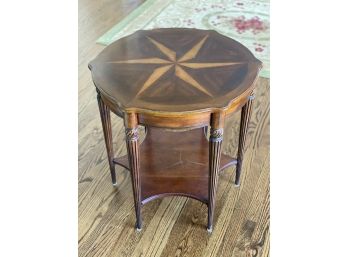 Round Mahogany Table With Pinwheel Inlaid Top