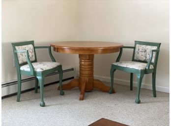 Beautiful Round Solid Wood Pedestal Table With Chairs