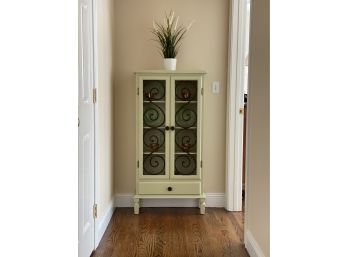Tall 2 Door Curio Cabinet Painted Green   -NO CONTENTS -