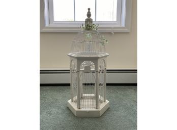 Large Vintage Decorative Wood And Metal Bird Cage