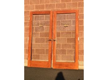 Large Pair Of Glass Doors With Wood Frame, From A Doctors Office