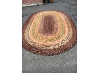 Massive Antique Braided Rug, 18' Length By 12' Width