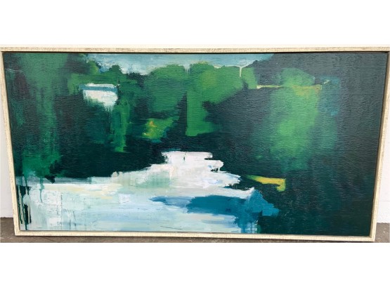 Oversized Abstract Paining - Framed Canvas Blues And Greens