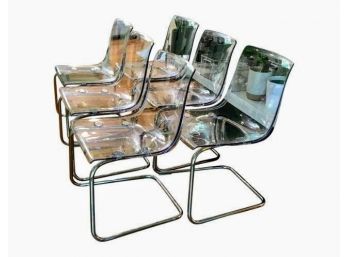 Set Of 6 Ikea Tobias Chairs- Clear