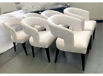 Set Of 6 White Upholstered Chairs