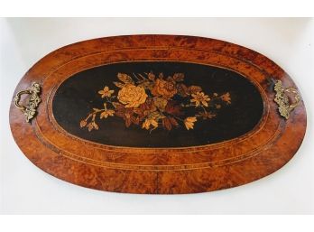 French Inlay Tray With Brass Handles C. 1870-1890