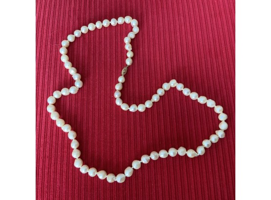 Hand-knotted Strand Of Cultured Pearls With 14K Clasp