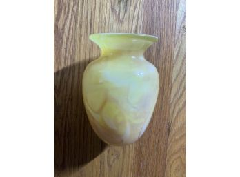 Vintage Yellow Art Glass Vase ~ Signed ~