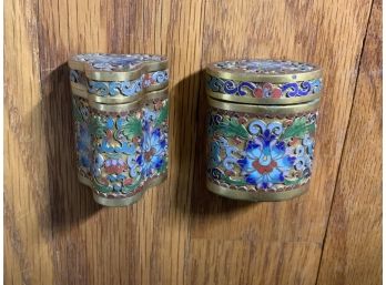 Pair Of Gorgeous Antique Cloisonne Enamel Boxes