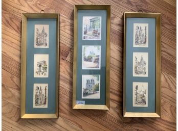 3 Framed Imported Genuine Etchings Signed