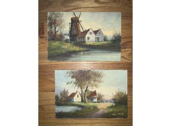 Pair Of Belgium Oil Paintings On Canvas
