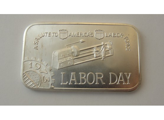 One Troy Ounce .999 Fine Silver Bar - 1973 Labor Day - Mother Lode Mint