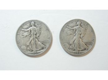 Lot Of (2) Silver Walking Liberty Half Dollars  1934 & 1942 S