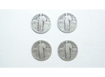 Lot Of (4) Silver Standing Liberty Quarters 1925,1926,1927,1929