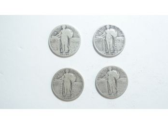 Lot Of (4) Silver Standing Liberty Quarters 1925,1927,1928,1929