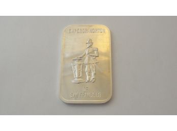 One Troy Ounce .999 Fine Silver Bar - Emperor Norton - Coin Galleries Of San Francisco