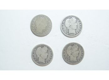 Lot Of (4) Silver Barber Quarters 1892,1898,1908 O,1916 D