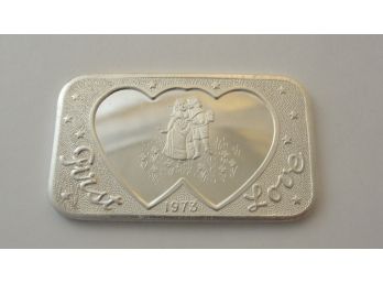 One Troy Ounce .999 Fine Silver Bar - 1973 First Love - Mother Lode Mint