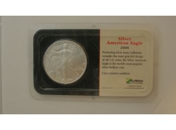 2004 US Silver Eagle 1 Troy Ounce .999 Fine Silver Coin - Littleton Coin Co Packaging