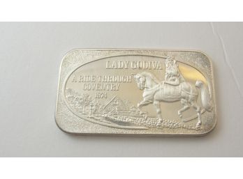 One Troy Ounce .999 Fine Silver Bar -lady Godiva - US Corp Silver Corp