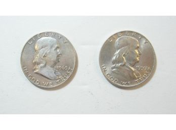 Lot Of (2) Silver Franklin Half Dollars -1959 & 1963
