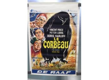 Original 1960s The Raven Belgian Horror Movie Poster Boris Karloff