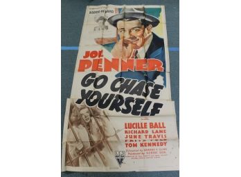 HUGE 1938 Go Chase Yourself Joe Penner Lucille Ball 3 Shreet Movie Poster