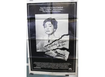 1981 Mommie Dearest Faye Dunaway 27x41 Folded One Sheet Movie Poster