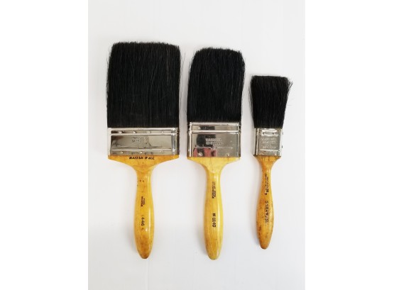 Vintage Vulcanized Wood Handled Paint Brushes