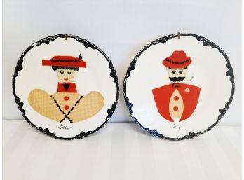 Whimsical Handmade 'Goldie & Larry' Ceramic Plates