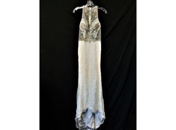 Nina Canacci Long Lace Sheer Embellished Evening Gown   Size 4