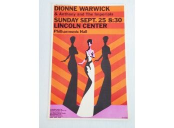 RARE Vintage 1966 Dionne Warwick & Anthony And The Imperials Sunday 25th Lincoln Center Mini Poster