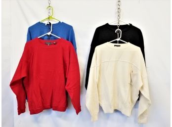 Four Men's Wool Sweaters  Sizes Medium & Large