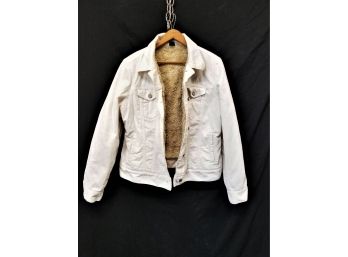 Women's Off White Corduroy Jacket With Sherpa Lining Size Large