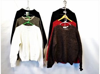 Six Men's Vintage  Wool Sweaters  Various Sizes Cacharel, Woolrich
