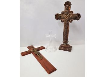 Religious Crucifixes- Wood & Crystal